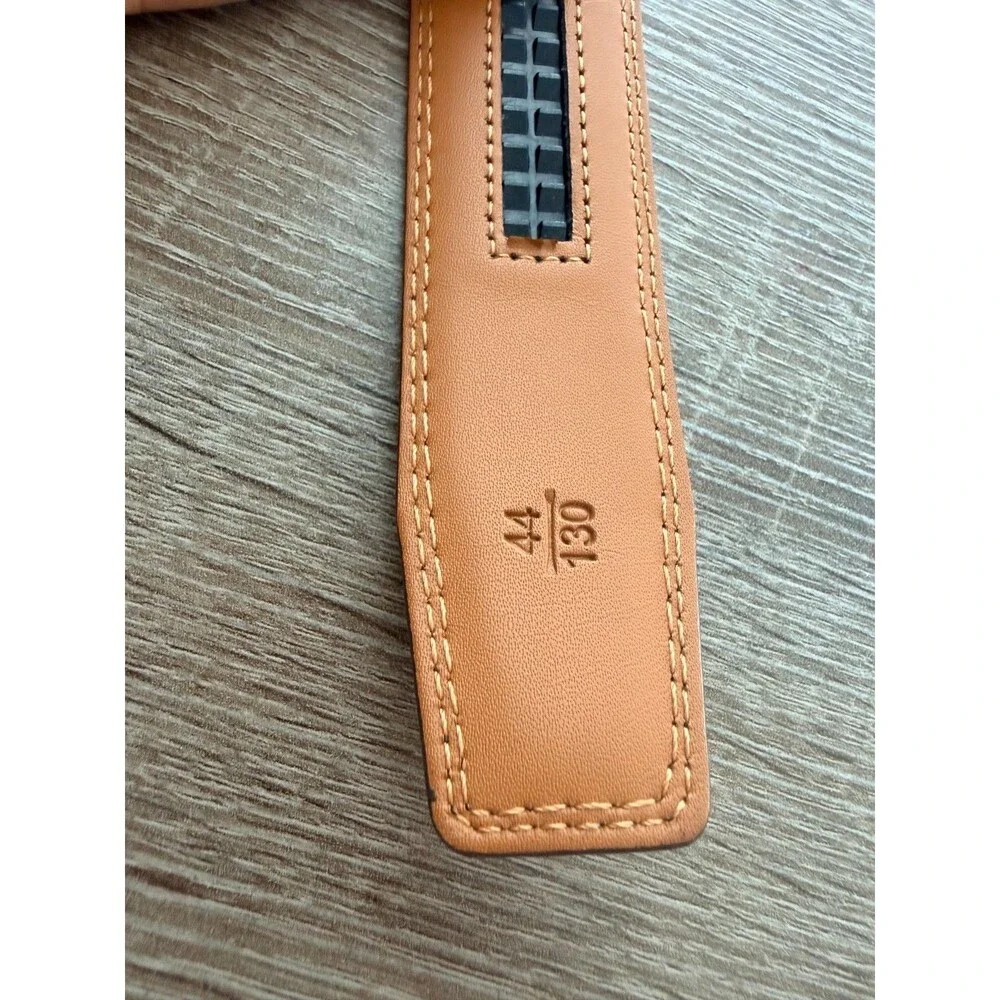 BULLIANT Men’s Brown Ratchet Belt - Carbon Fiber Texture Leather - Size 44/130